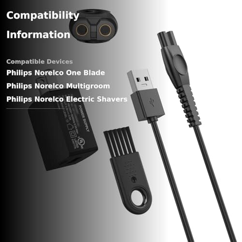 Superer 5V Fast Charger Fit for Philips Norelco One Blade 360 QP2724 QP2834, Wet&Dry Series 2000 2400, QP4631 QP6542 QP6552 QP4530 QP1924 QP1324 MG7910 MG5910 MG9510 MG3919 MG9525 for Phillips Shaver - Thumbnail 3
