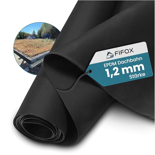 FIFOX - Langlebige EPDM Dachfolie für Carports und Gartenhäuser - Stärke 1,2 mm - 1,5 m x 1 m/EPDM Folie schwarz zur Dachabdichtung/Dachfolie wasserdicht