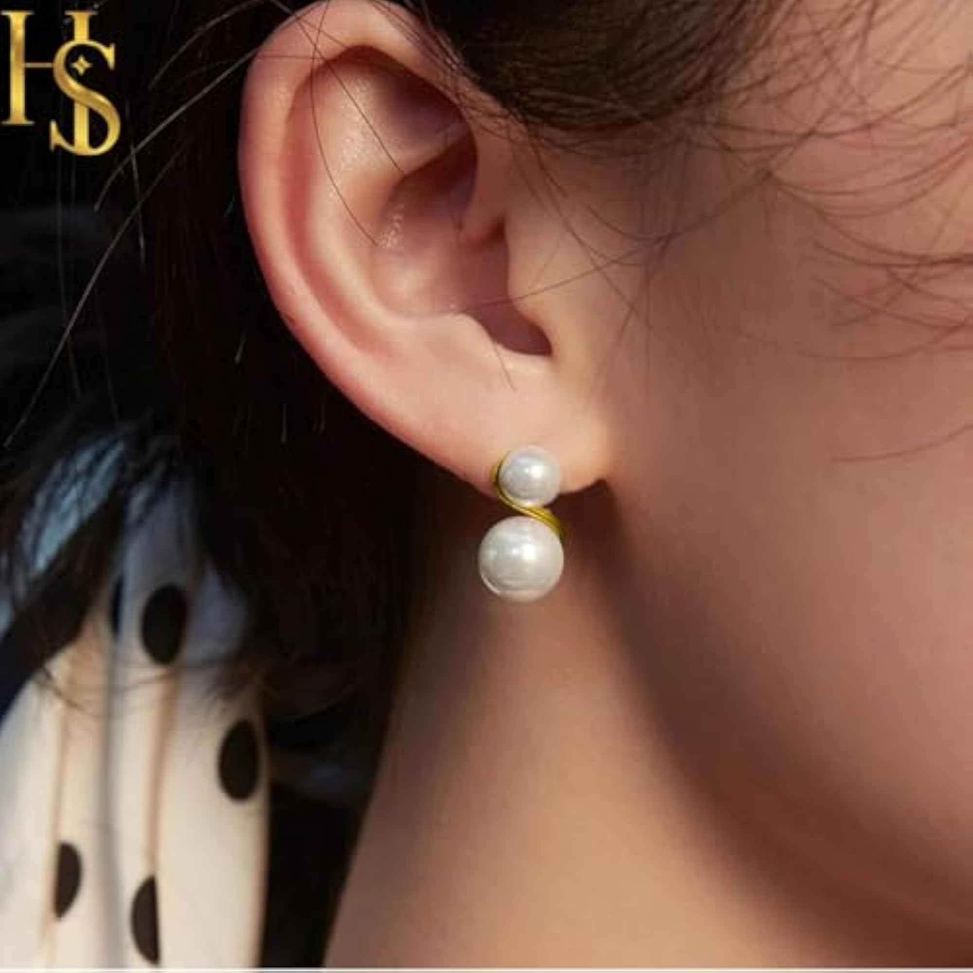925 Silver Double Pearl Earrings with Lustre