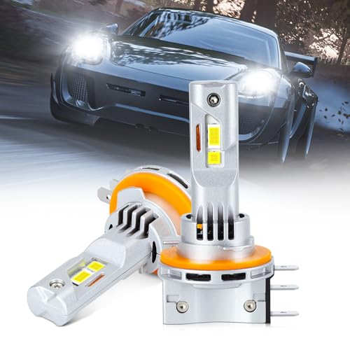 OPP ULITE H15 Led Headlight Bulbs 80W 6000LM, High Low Beam 6500K Cool White, Small Size, Plug & Play Headlight Bulb, 2PC Pack