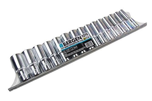 Bergen 15 szt. 1/2" DR 6pt głębokie gniazda na szynie 10-24 mm 1279