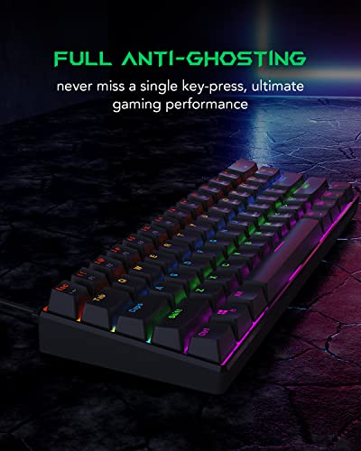 Black Shark 60% Mechanical Gaming Keyboard, Rgb Backlit Mini Wired Keyboard With Blue Switches, Fully Programmable 61 Keys Compact Keyboard For Windows Laptop Pc, Sixgill K4 #TOP4