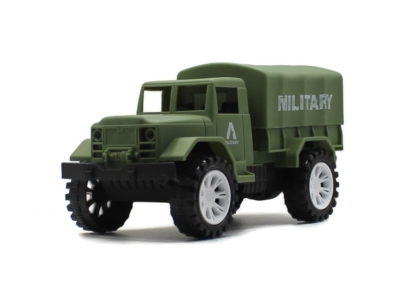 Military Truck Toy for Kids & Toddlers(Boys & Girls) – Medium Size Friction Powered Army Jeep with Top Cover – Plastic Cargo Soldier Ranger Battalion Vehicle – Open Gypsy Style (Green)