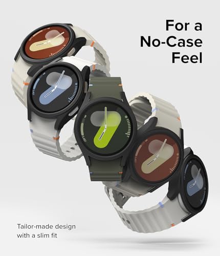 Image of Ringke Slim & Glass Compatible with Samsung Galaxy Watch 7 44mm Case [Combo] Anti-Scratch Hard PC Frame Protection Cover with HD Clear Tempered Glass Screen Protector - Matte Black