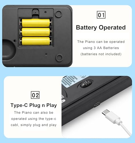 Image of Musical 37 Key Piano Keyboard Toy for Kids with 2 Modes - Electronic Music Instrument with Piano Notes and Indian Song Tunes - USB Type C and Battery Operated - Color As Per Stock