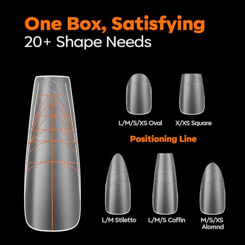 Image of Modelones Long Coffin Guiding Line Nail Tips Soft Gel Fake Nails False Full