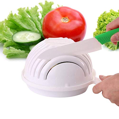 KREZON Multipurpose Salad Cutter Bowl Easy to 60 Seconds Salad Maker Kitchen Tools, Fruits and Vegetables Chopper Cutter Bowl (Multicolor)