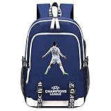 WEIYON Teen Cristiano Ronaldo Knapsack Student Soccer Star Bookbag-Waterproof Travel Bag with USB Charging Port
