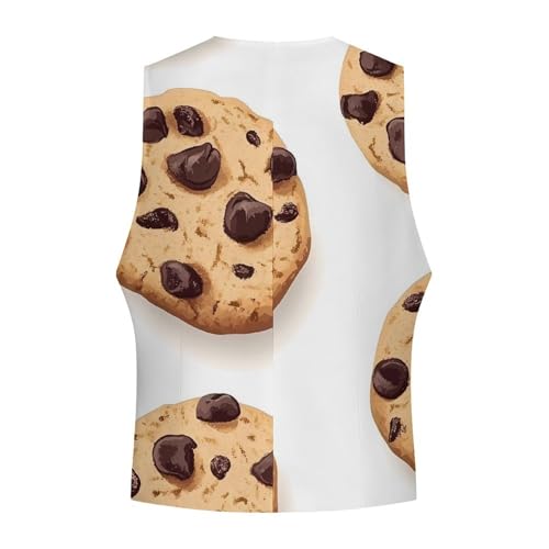 Chocolate Chip Cookies Formal Suit Vest for Men with Pockets for Business Casual Dress Tuxedo Slim Fit4