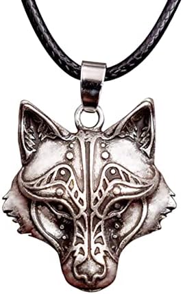 HAQUIL Wolf Necklace, Viking Wolf Head Pendant, Faux Leather Cord, Wolf Jewelry Gift for Men, Wolf Gifts Wolf Stuff
