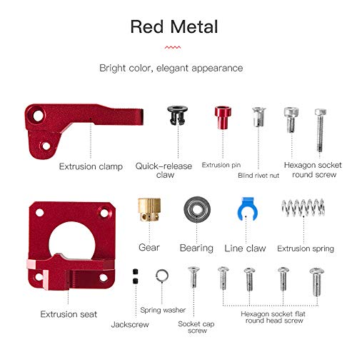 Gecheer Extrusora de Creality 3D ajustada para acessórios da impressora da extrusora de metal 3D da