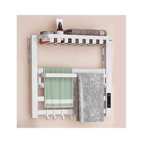 Secador de toallas de aluminio enchufable de pared con balda superior 58cm 2