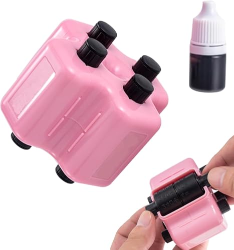 BRTNUP 4 in 1 Math Stamp Roller Set Pink Reusable 4 in 1 Math Roller Stamp
