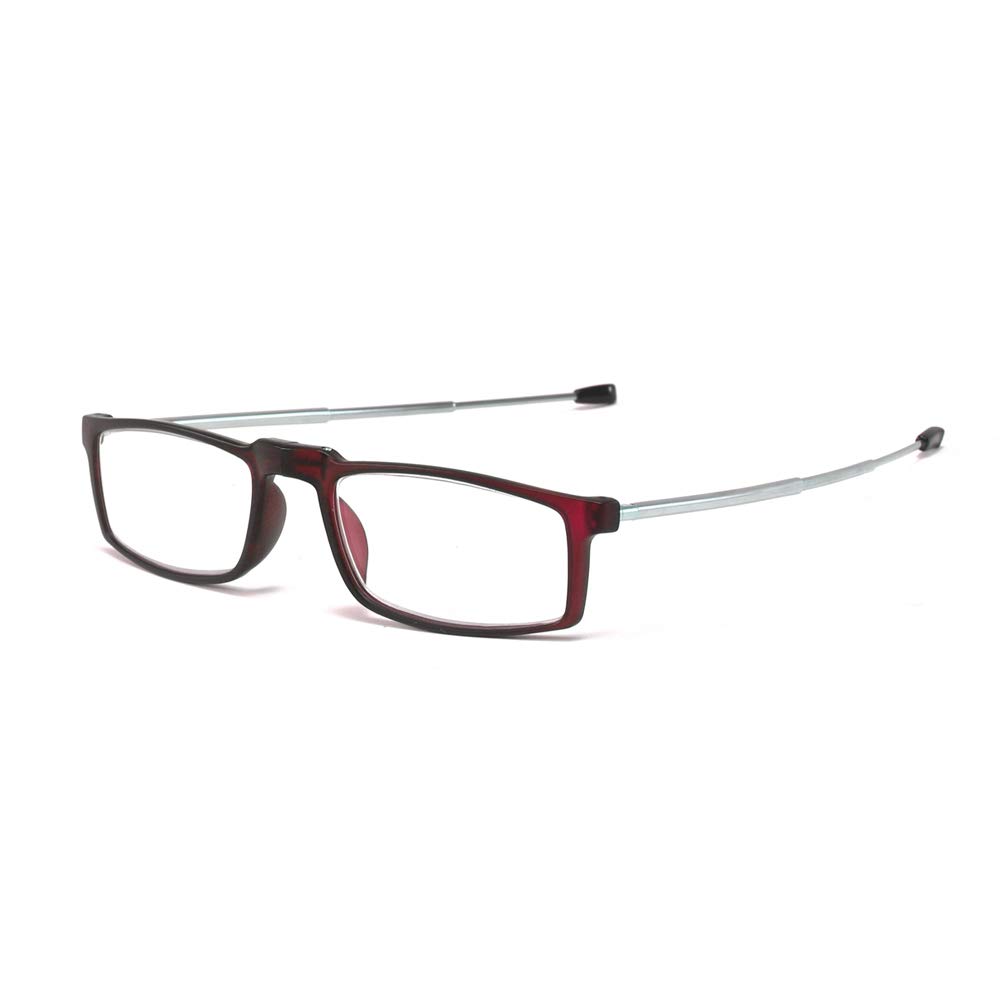KoKoBin Pieghevole Anti Luce Blu Occhiali da Lettura Per uomo e donna con fionda specchio telescopico gambe con una scatola portatile Per viaggiare (rosso, 2.0)