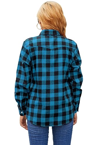 Image of SANGTREE Girls & Women's Long Sleeve Flannel Plaid Shirt Button Down Shirts, 3 Months - US 2XL