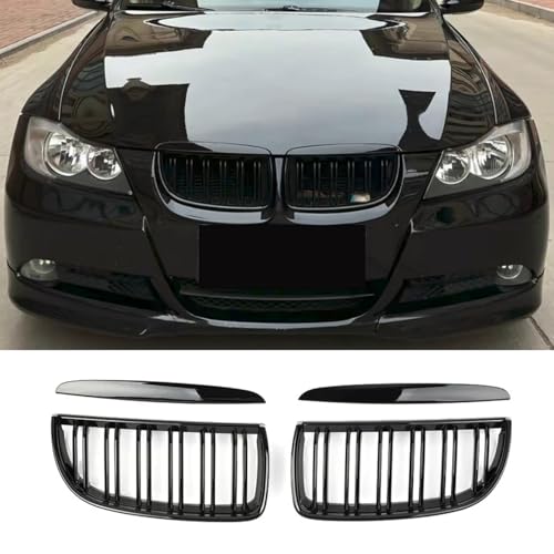 Jinpengyong E90 E91 Calandre noire pour BMW Série 3 E90 E91 2005-2008 E90 touring E91 Noir brillant Double pont Sport Calandre Sport (For Série 3 E90 2005-2008)