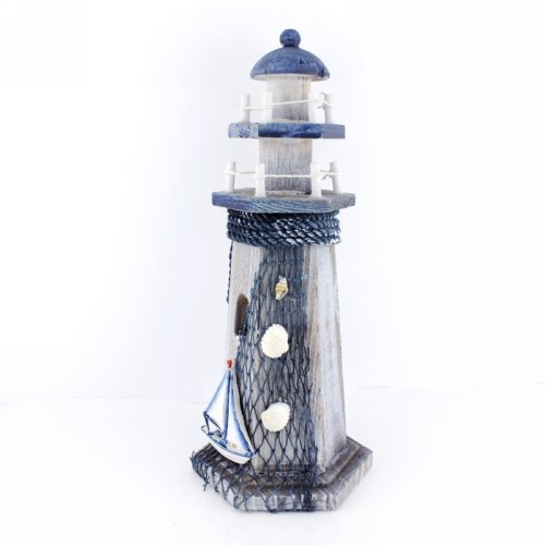 Sail Boat Wooden Lighthouse 10.6" High Nautical Themed Rooms Lighthouse Home Decor #TOP1