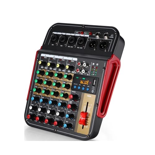Mesa de Mezclas, Mezclador Bluetooth y Reverb Fuente de alimentación 48V Mezclador de 6 canales Tarjeta de sonido DJ