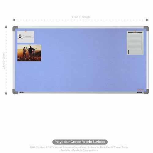 Image of Scholar Art Metis 2x4 Feet Fabric Pin Up Board for Study Table & Kids Room | Vibrant & Versatile Crape Cloth + High Density Soft Board for Pinning Photos, Sticky Notes & Reminders (Purple)