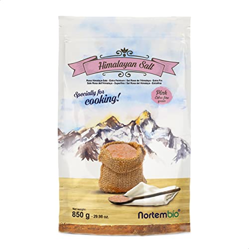Nortembio Sal Rosa del Himalaya 850 g Extra Fina (0,5–1 mm) Origen Pakistán Sal Mineral Natural sin Refinar para Uso Culinario. Gratis eBook con Recetas!