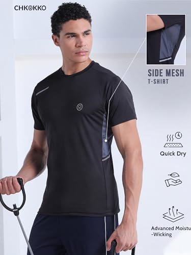 Image of CHKOKKO Gym T Shirts for Men Workout Quick Regular Dry Fit Sports Tshirt for man Breathable Moisture-Wicking Half Sleeve Round Active wear Running Boys T Shirt