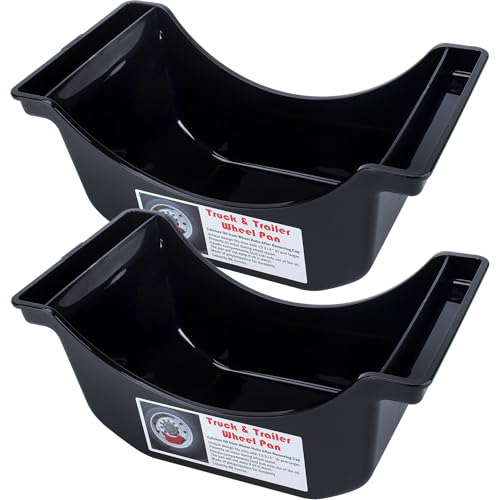 Vitonsbay Truck and Trailer Wheel Pan,Oil Drain Pan for Wheels Black(2Pcs)