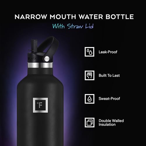 IRON °FLASK Camping & Hiking Hydration Canteens - 3 Lids (Narrow Straw Lid) Leak Proof Vacuum Insulated Stainless Steel - Hot & Cold Double Walled Sports Water Bottle - Twilight Blue, 24 Oz - Image 3