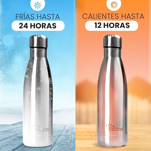 Botella de Agua Acero Inoxidable 500ml-Otto Koning-Botella Térmica con Doble Aislamiento al vacío para 12 Horas de Bebida Caliente y 24 Horas de Bebida Fría. Termo a Prueba de Fugas Libre BPA - imagen 8