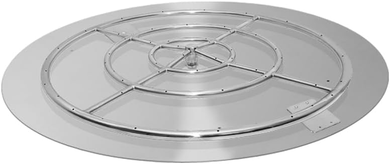 Golden Flame 36" Round Flat Fire Pit Pan w/ Installed 30” Round Stainless-Steel Fire Ring Burner - Weatherproof, Whistle-Free Set for Patio & Backyard