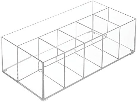 mDesign Makeup Organiser - Cupboard Organiser with 6 Compartments for Makeup Storage, Nail Polish Storage and Eyeshadow Palettes - Clear