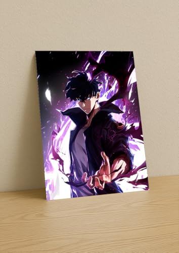 Image of NIJUKA Anime Printed Metal sheet Poster For Home And Room Decoration | For Anime Art Fans Boys And Girls (Jin wo Deadly look)