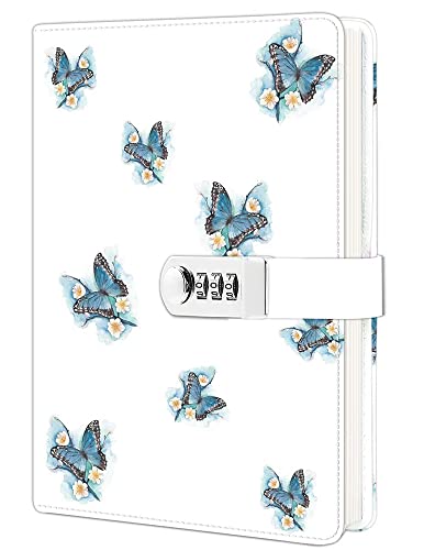 Journal A5 créatif avec cadenas koboome en cuir PU motif papillon