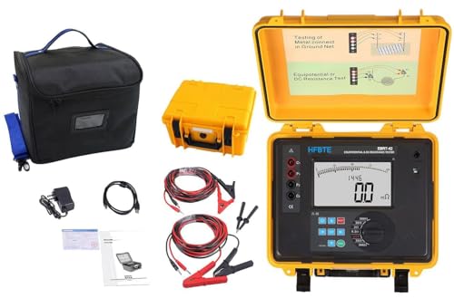 HFBTE Equipotential Bonding Resistance Meter DC Low Resistance Tester Meter with Precision Four-Wire...
