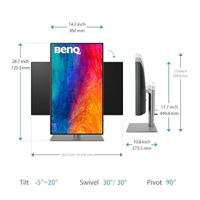 BenQ PD2725U Thunderbolt 3 Monitor for MacBook 27 Inch 4K IPS UHD, AQCOLOR, 100% sRGB & Rec.709, 95% P3, DeltaE3, Uniformity, Pantone, Factory-Calibrated, USB Hub, 65W USB-C, Daisy Chain, KVM Switch