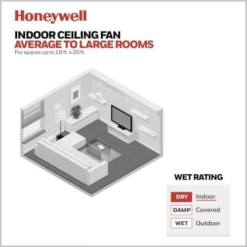 Honeywell Carnegie Ceiling Fan, Quiet Motor and Remote Control, 52", Silver - image 9