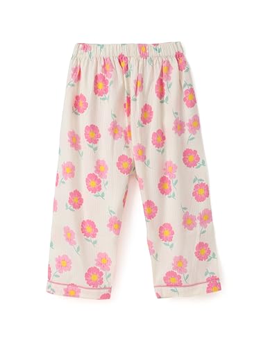 Image of Girls Premium Cotton Full Sleeves Printed Nightsuit Set | Collar Style Night Dress for Girls | Soft & Breathable Pajama Set | Trendy Kids Sleepwear & Nightwear