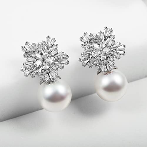 Fashion Chic Simulated Pearl Studs Snowflake Earrings For Women3