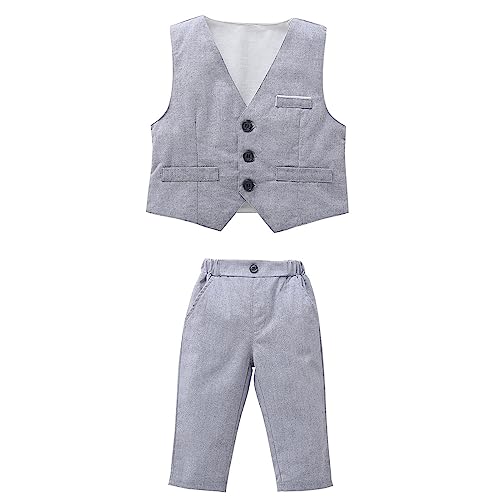 Image of Volunboy Toddler Suit Boys Formal Wedding Guest Dress Outfit | graduation dress clothes, gentleman ring bearer bowtie outfit, back-to-school pants set, birthday photoshoot dressy outfit
