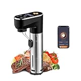 Sous Vide Stick 1300W WLAN App Steuerung Upgrade Version IPX7 Wasserdicht Souvid Stab mit 37 Rezepten Digitaler Praezisionskocher Slow Cooker Fleisch Gemuese Eier Elektrischer Kochtopf