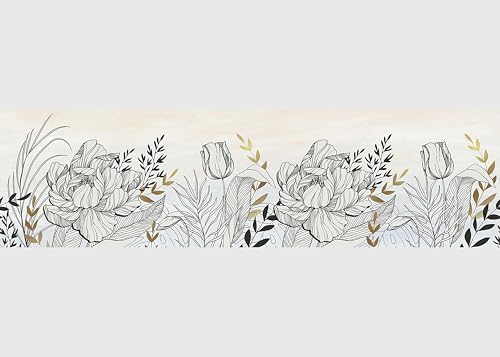 AG Design Selbstklebende Bordüre Blume, AWB 8420 | Wasserfest Dekoration für Wände, Möbel, Tapeten, Wandverkleidungen und Türen, Folie, Mehrfarbig | Breite 500 cm x Höhe 13.8 cm
