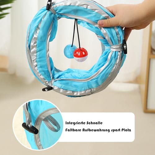 DoggKKin Katzenspielzeug Selbstbeschäftigung Katzentunnel,Vogelspielzeug für Katzen 123 * 25cm Intelligenzspielzeug für Katzen,Interaktives Katzenspielzeug Faltbar, Interaktives Haustier-Spielzeug