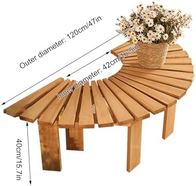 Semicircular Wooden Garden Bench for Two - Outdoor Seating for Tree Areas, Patio, Deck Decor, Perfect for Relaxing and Entertaining Guests