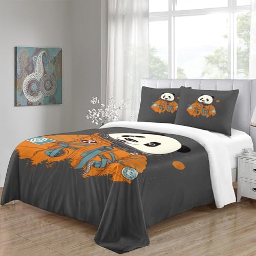 Housse de couette panda 220x240 parure de lit 3D microfibre avec zippe