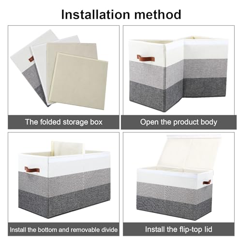 Image of Mayniu Toy Box Storage Chest with Divider, Large Sturdy Toy Bin Organizer Basket with Lid for Kids, Boys, Girls, Nursery, Living Room, Bedroom, Playroom, Closet, 25 inchx13 inch x16 inch(Gradient Grey)