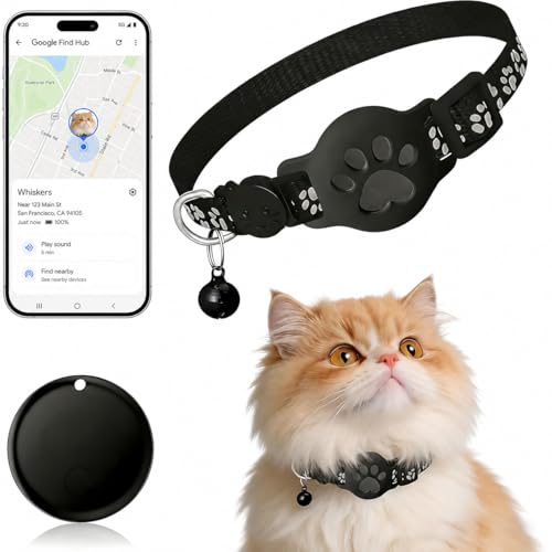 Pet Tracker,GPS Collar for Cats,Smart tag,Waterproof Compatible with Find My,No Monthly Fee,Advanced...