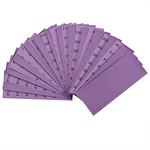 Sandpaper 1500 Grit,Wet Dry Sanding Sheets,High Performance Ceramic Abrasive Sand Paper for Wood Furniture Finishing,Metal Grinding,Automotive Polishing,9 x 3.6 Inch,Purple,25-Pack