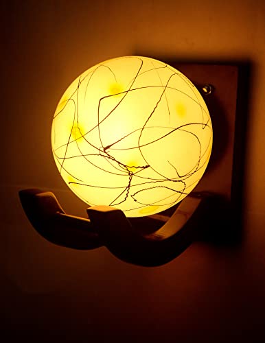 Image of Traditional Indoor Wall Light Wall Lamp Wood Light for Home Decoration,Living Room,Indoor Outdoor (Brown) Globe Shape Wooden 5 to 80 Watts E27 Holder(Bulb not Included) Pack of 1