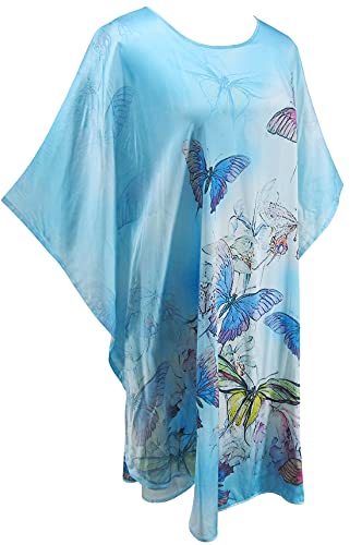 Ledamon Women's 100% Silk Short Robe Bathrobe Nightgown Pajama Sleepwear -Classic Batwing Sleeved4