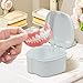 2 Pcs Denture Bath Box Cup - Complete Clean Care for Dentures, Clear Braces, Mouth Guard, Night Guard & Retainers - Travel-Friendly (Blue+Dark Blue, Medium-2A)