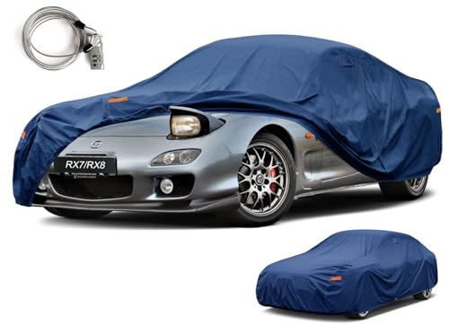 Image of Kaugung Custom Fit Car Cover for Mazda RX7 & RX8, Heavy Duty Waterproof All Weather Outdoor Protection, Breathable Full Exterior Cover with Vent, Rain Sun Snow UV Proof